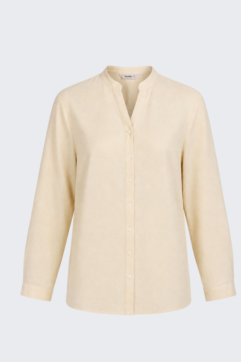 Womens Regular Fit Cream Solid Shirt - Image 7