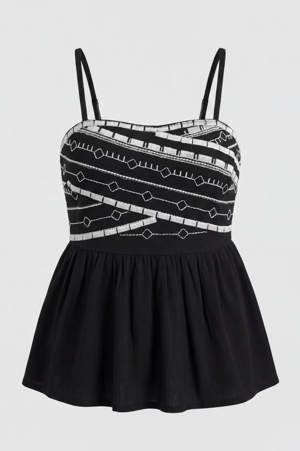 Womens Black Embroidered Peplum Top - Image 7