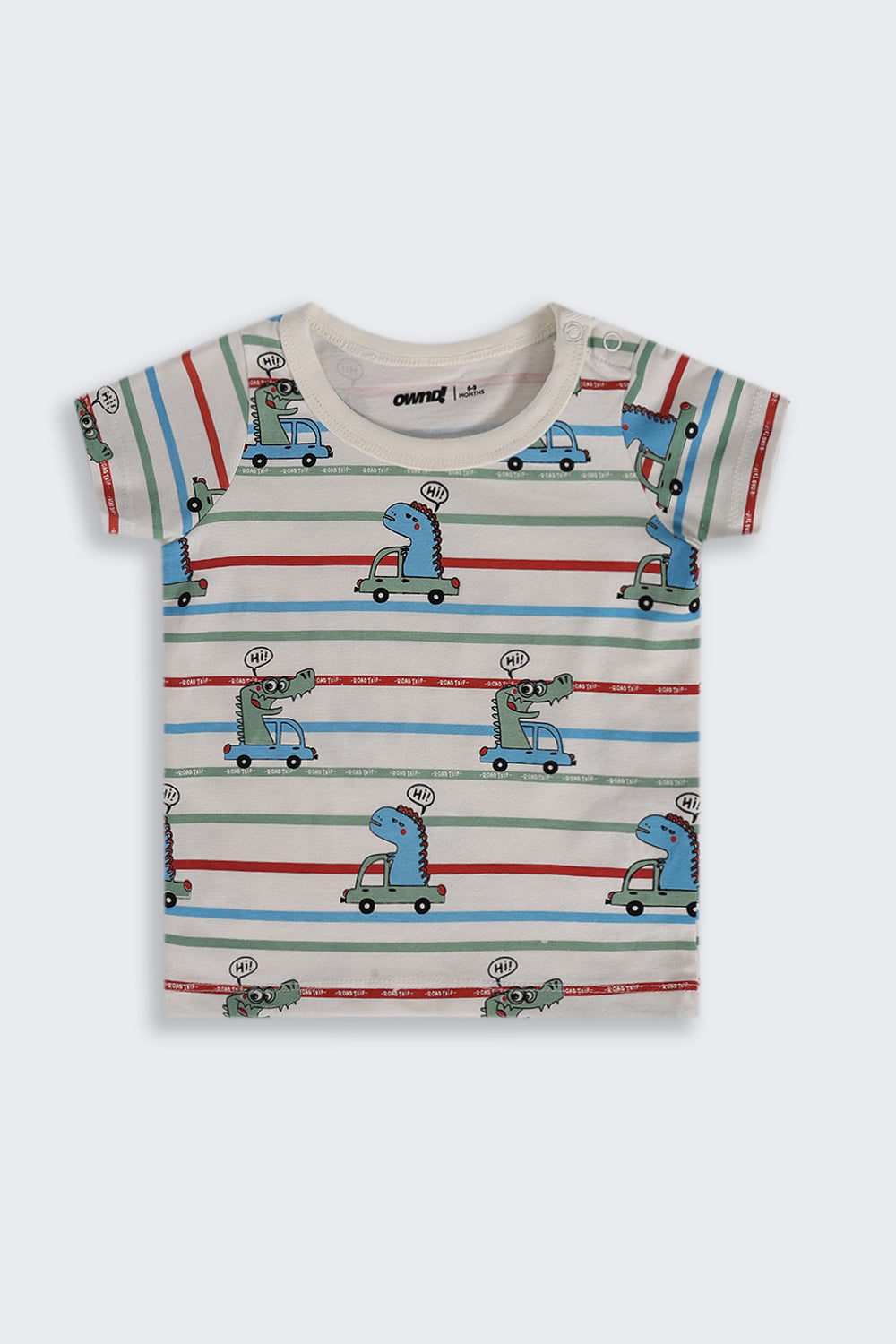 Infant Boys Regular Fit Blue Dino Graphic T-Shirt - Pack of 2 - Image 2