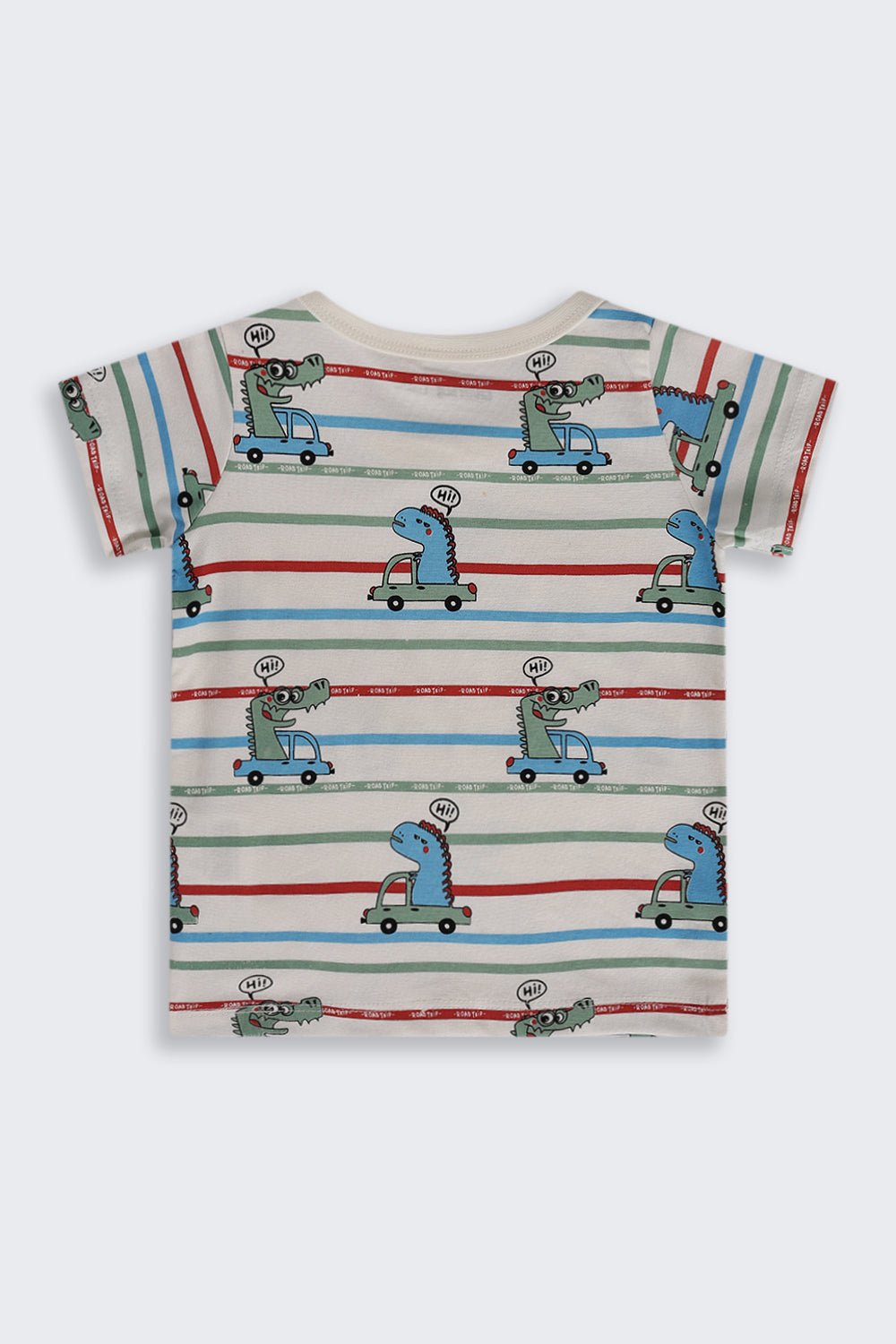 Infant Boys Regular Fit Blue Dino Graphic T-Shirt - Pack of 2 - Image 3