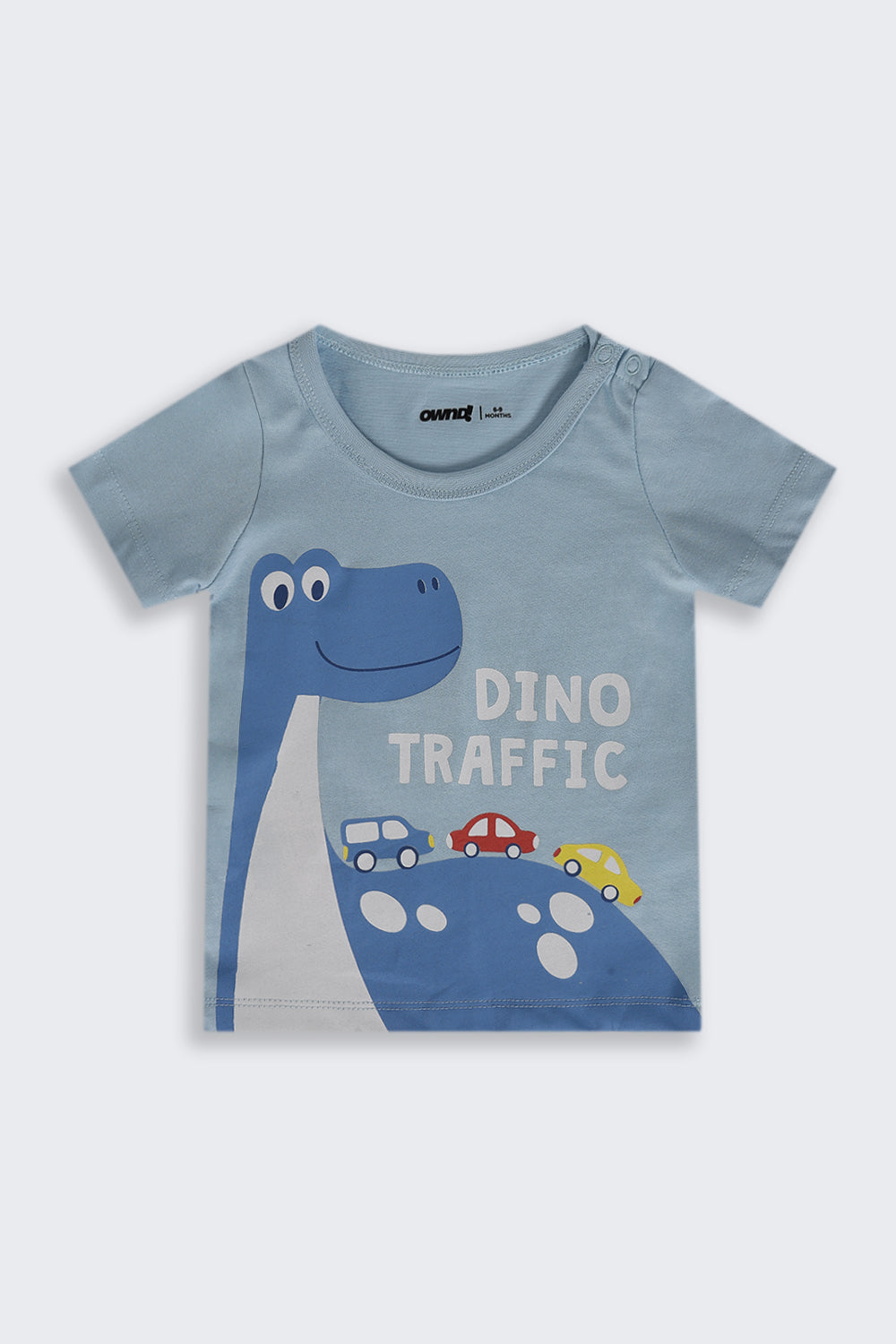 Infant Boys Regular Fit Blue Dino Graphic T-Shirt - Pack of 2 - Image 4