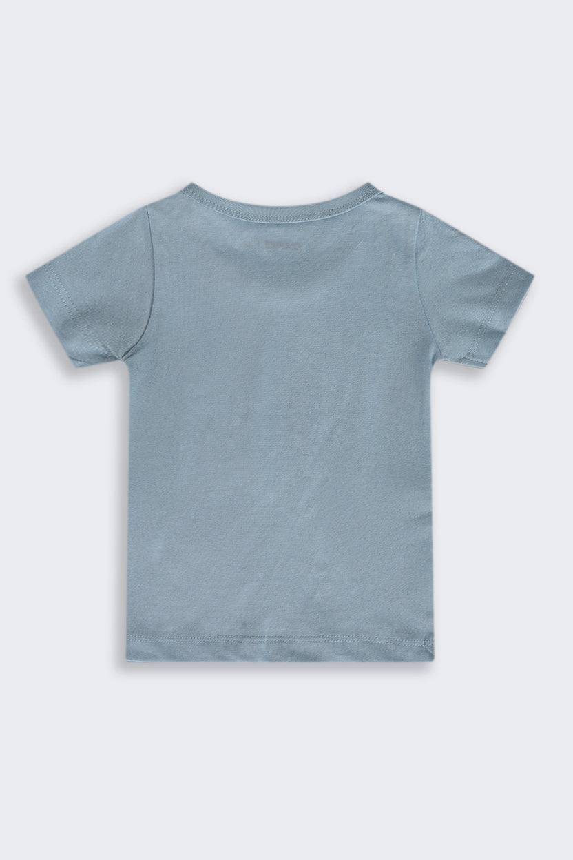 Infant Boys Regular Fit Blue Dino Graphic T-Shirt - Pack of 2 - Image 5
