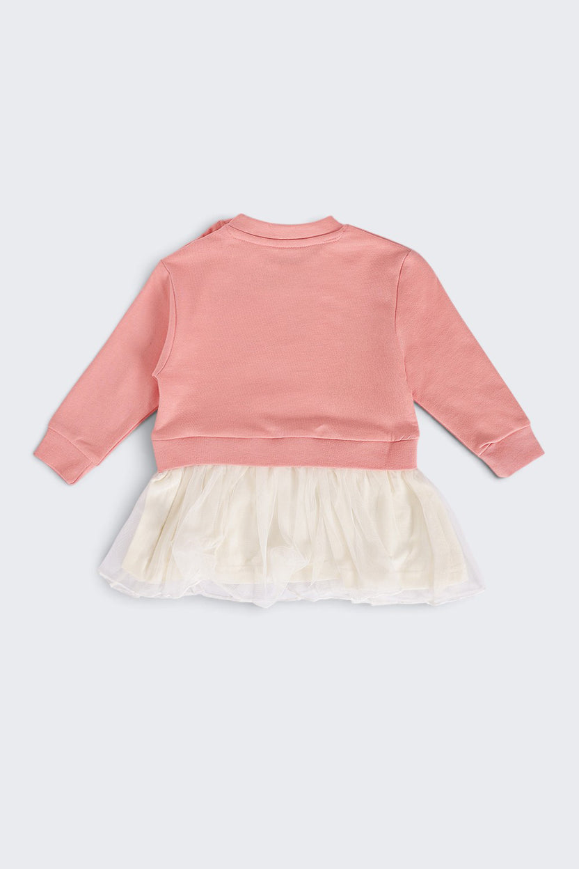 Infant Girls Flared Pink Cats Graphic Dress - Image 3