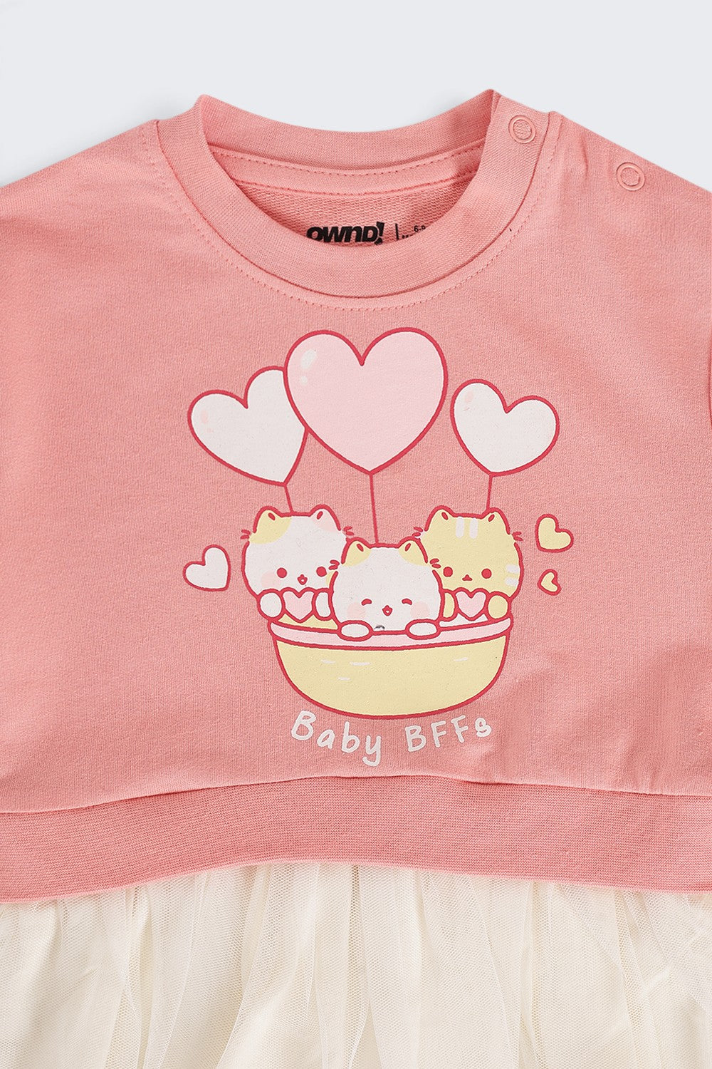 Infant Girls Flared Pink Cats Graphic Dress - Image 4