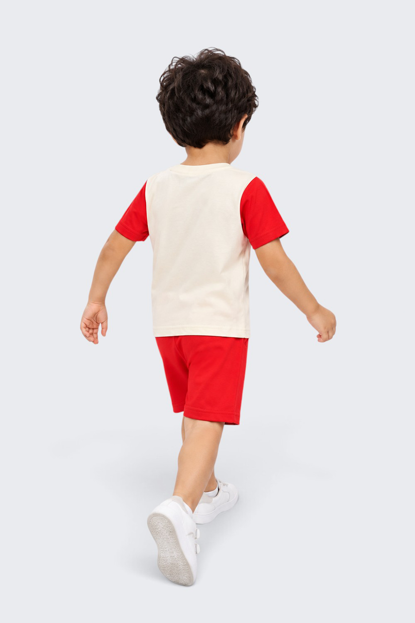 Boys Regular Fit Red Graphic Printed Co-ord Set - Image 3