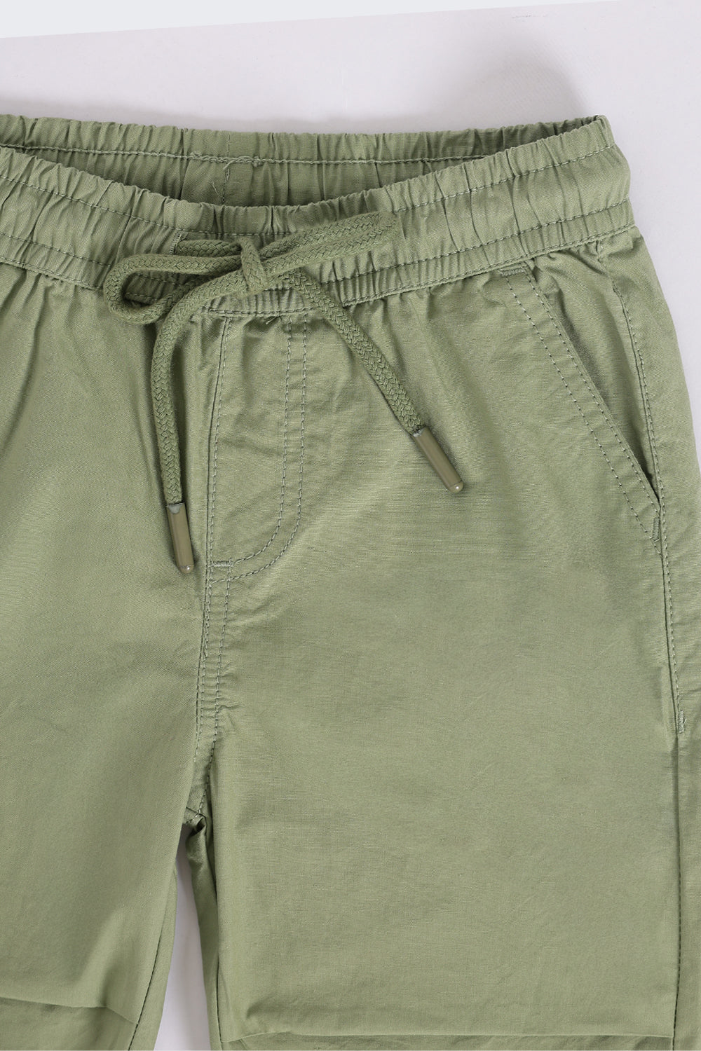 Boys Olive Solid Cotton Jogger - Image 5