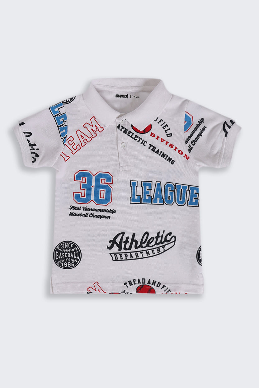 Boys Regular Fit White Typographic Print T-Shirt - Image 2