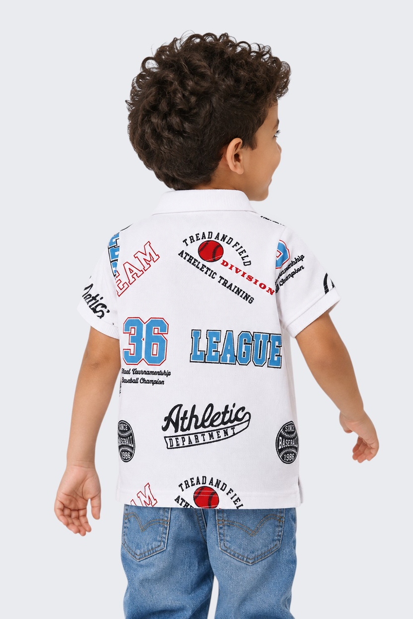 Boys Regular Fit White Typographic Print T-Shirt - Image 3