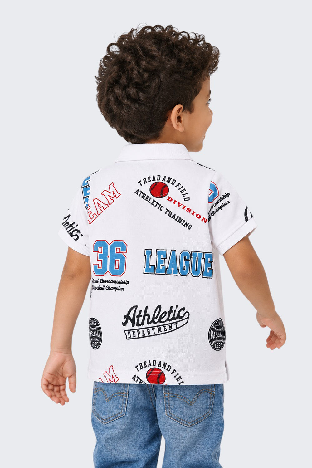 Boys Regular Fit White Typographic Print T-Shirt - Image 3