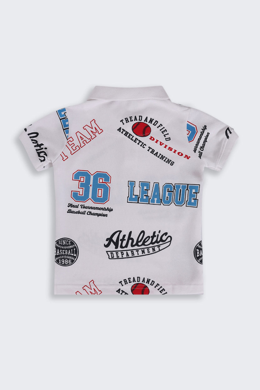 Boys Regular Fit White Typographic Print T-Shirt - Image 4