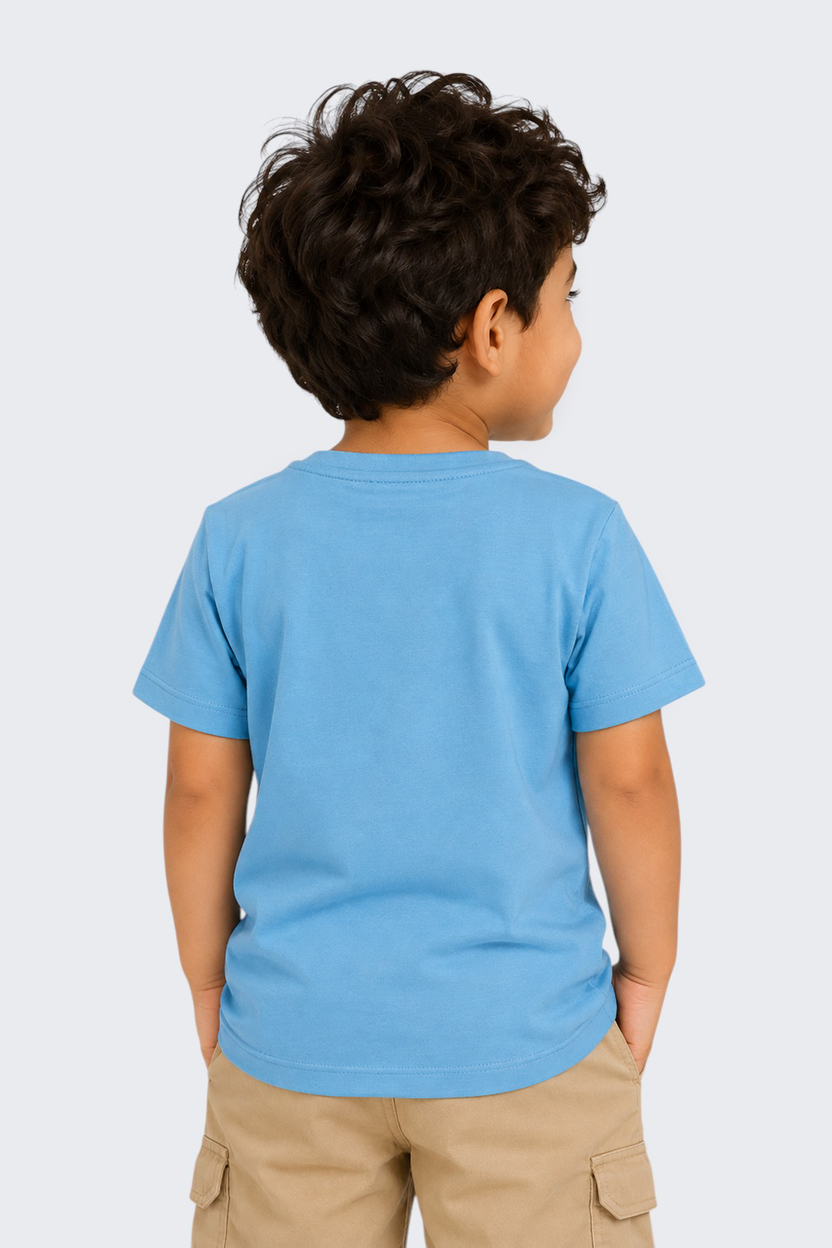 Boys Regular Fit Light Blue Tropical Beach Graphic T-Shirt - Image 3