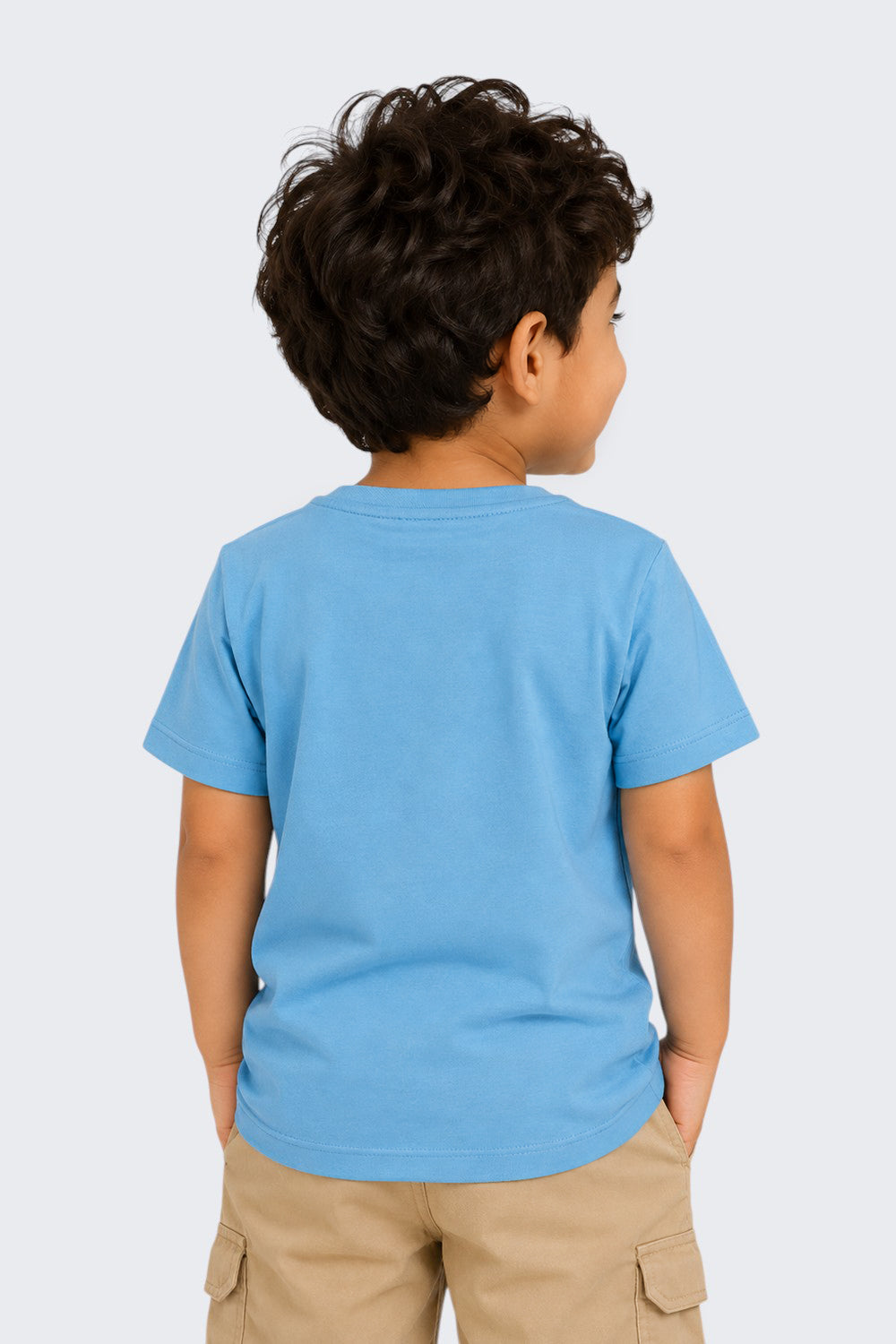 Boys Regular Fit Light Blue Tropical Beach Graphic T-Shirt - Image 3