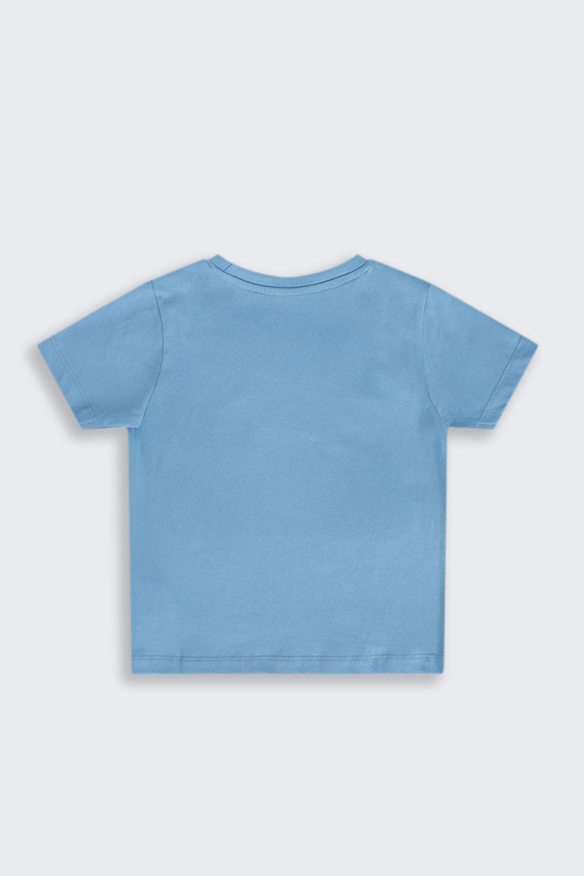 Boys Regular Fit Light Blue Tropical Beach Graphic T-Shirt - Image 4