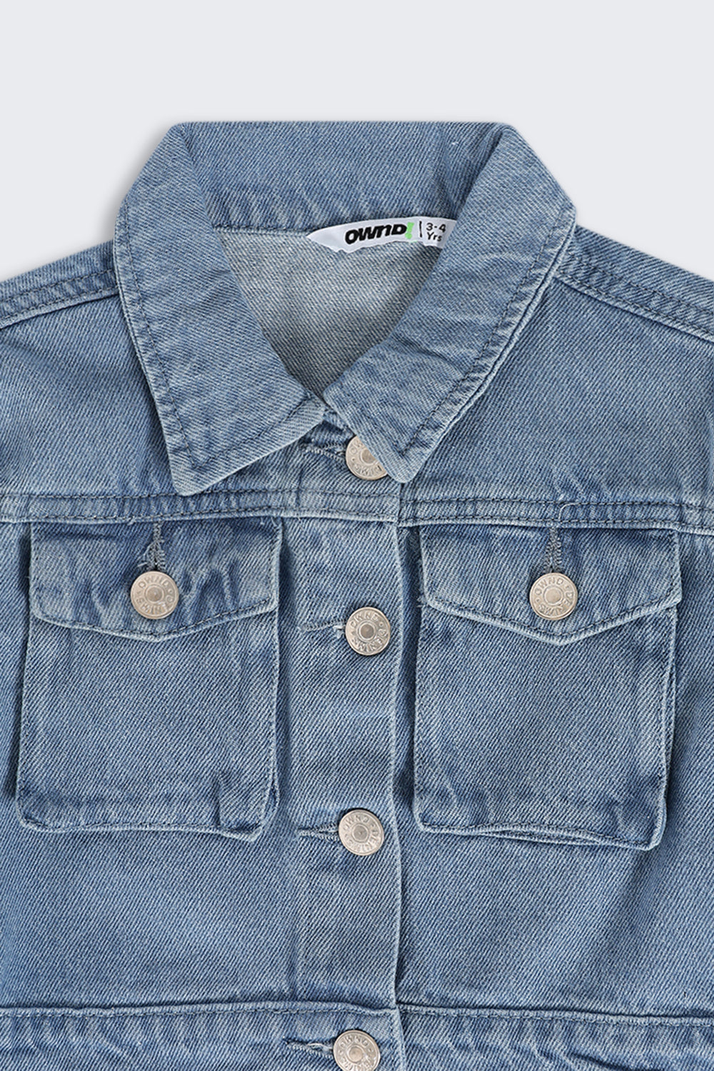 Girls Boxy Fit Blue Solid Denim Jacket - Image 5