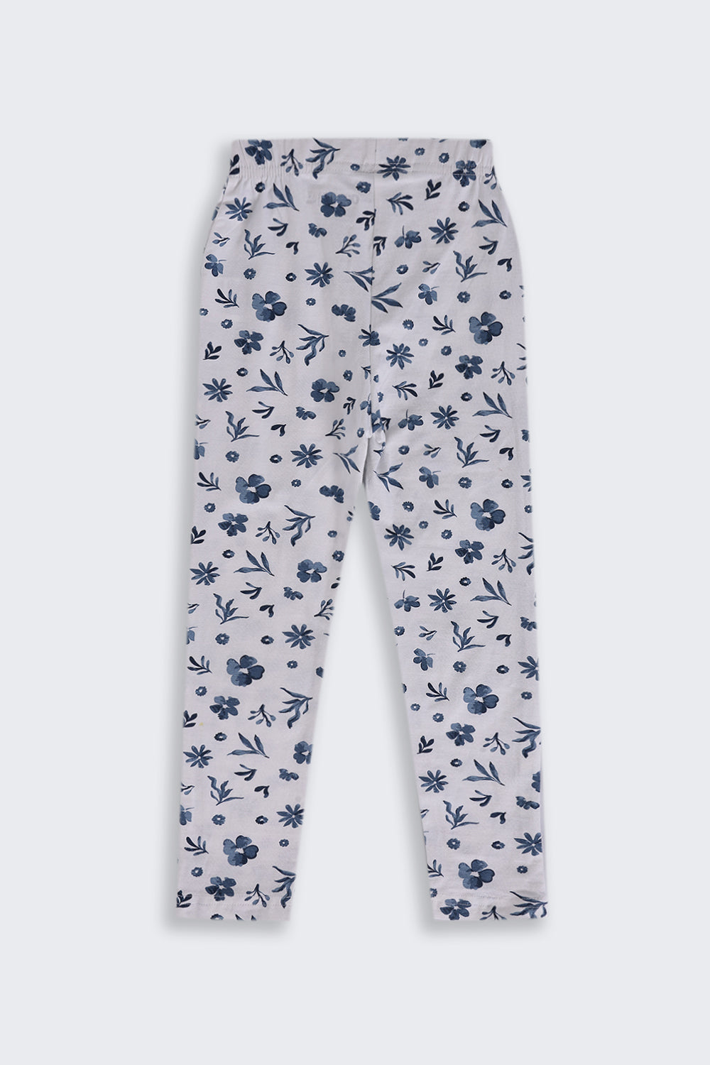 Girls Regular Fit White Floral Legging - Image 4