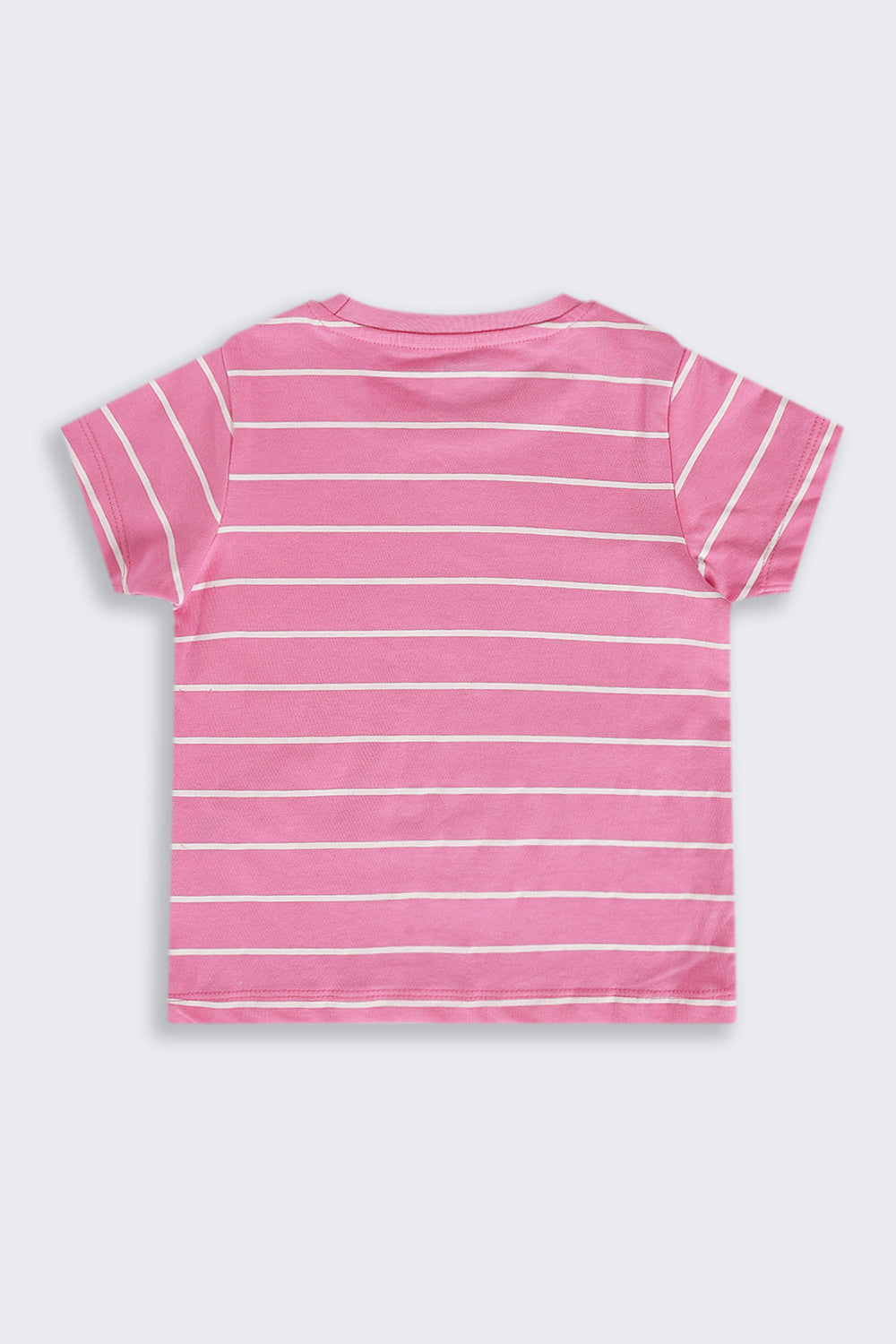 Girls Regular Fit Pink Striped T-Shirt - Image 4