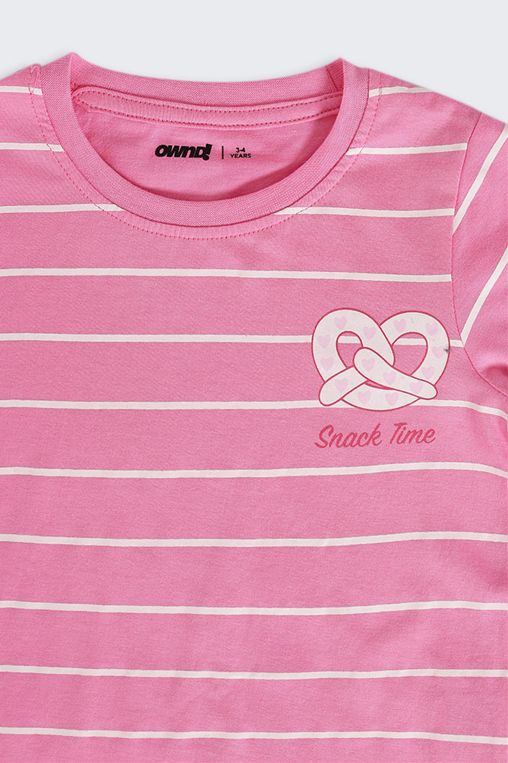 Girls Regular Fit Pink Striped T-Shirt - Image 5