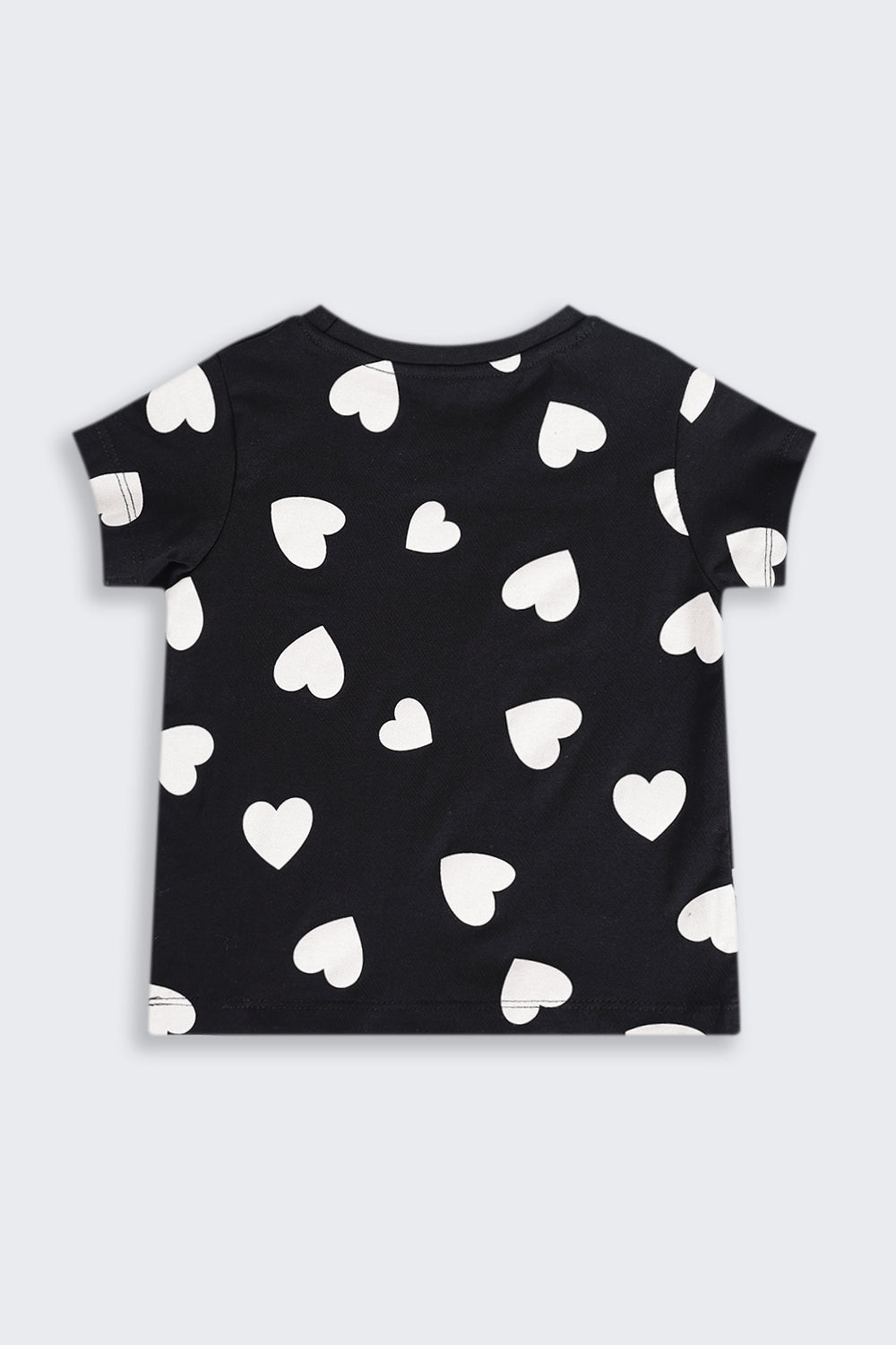 Girls Regular Fit Black Heart Printed T-Shirt - Image 4