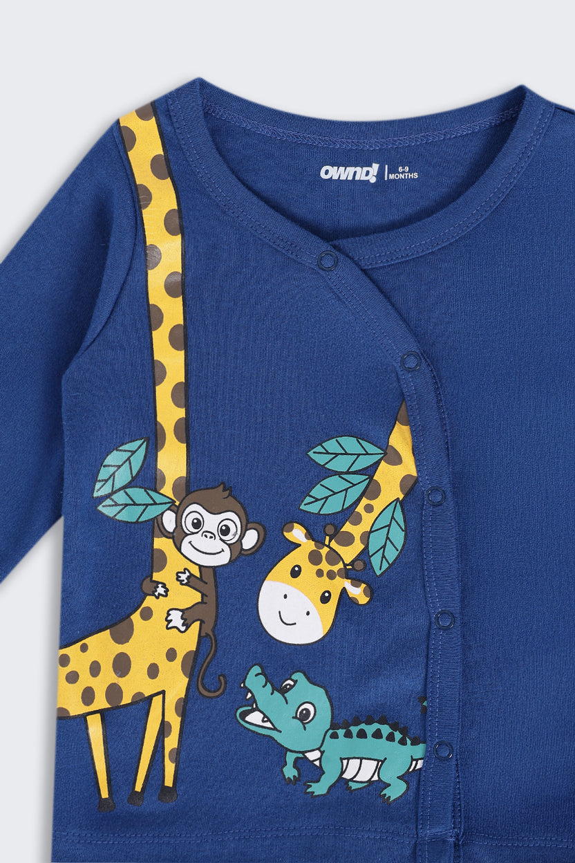 Infant Boys Regular Fit Navy Jungle Theme Graphic Co-ord Set - Image 6