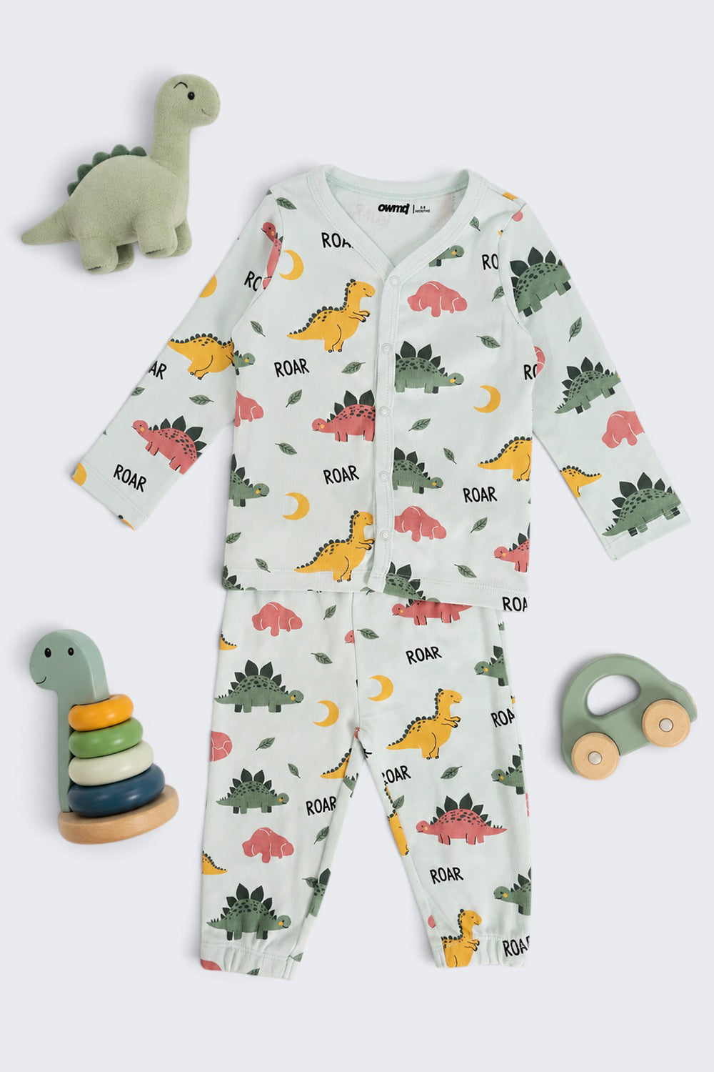 Infant Boys Regular Fit Green Dinosaur Graphic Co-ord Set - Image 1
