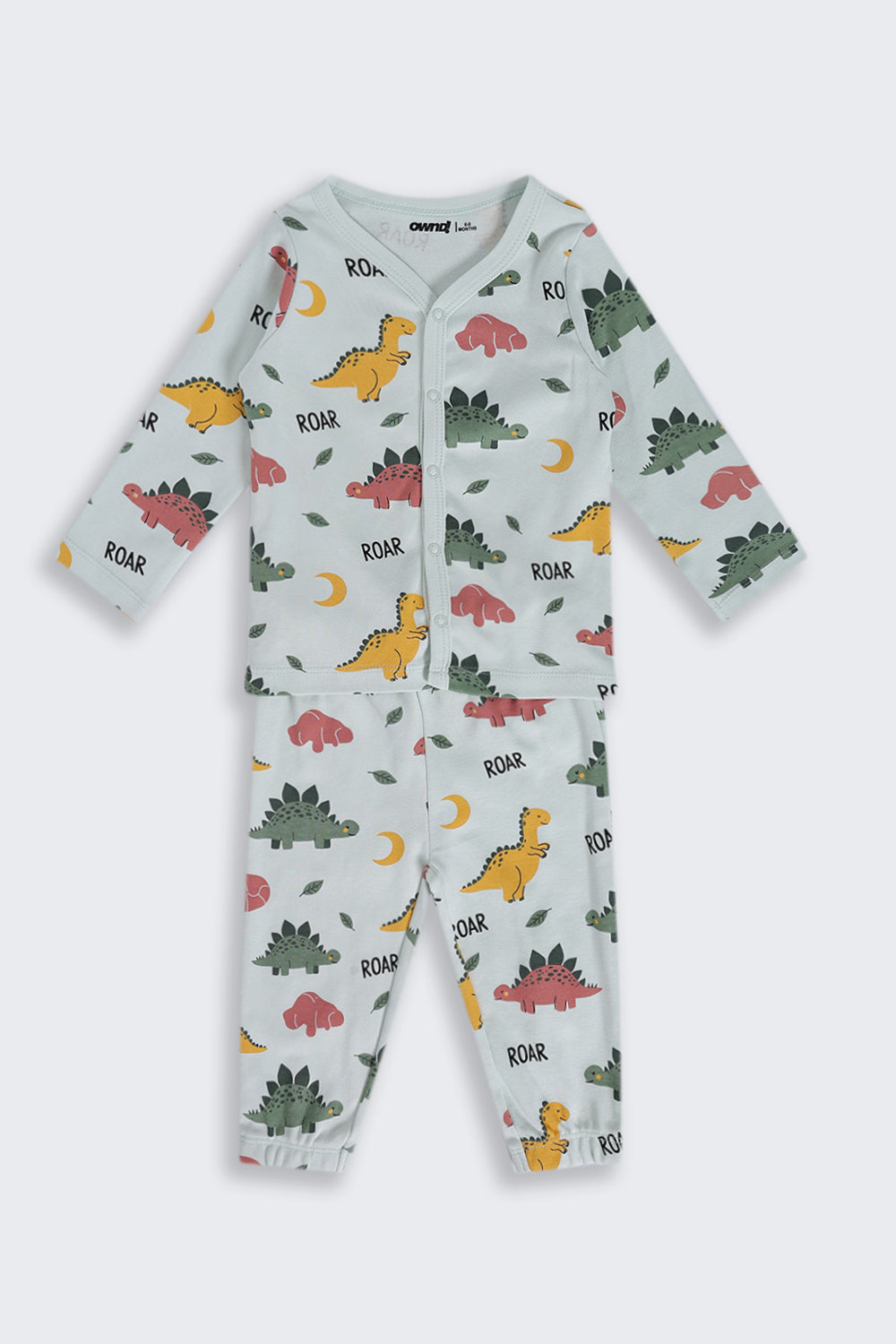 Infant Boys Regular Fit Green Dinosaur Graphic Co-ord Set - Image 2