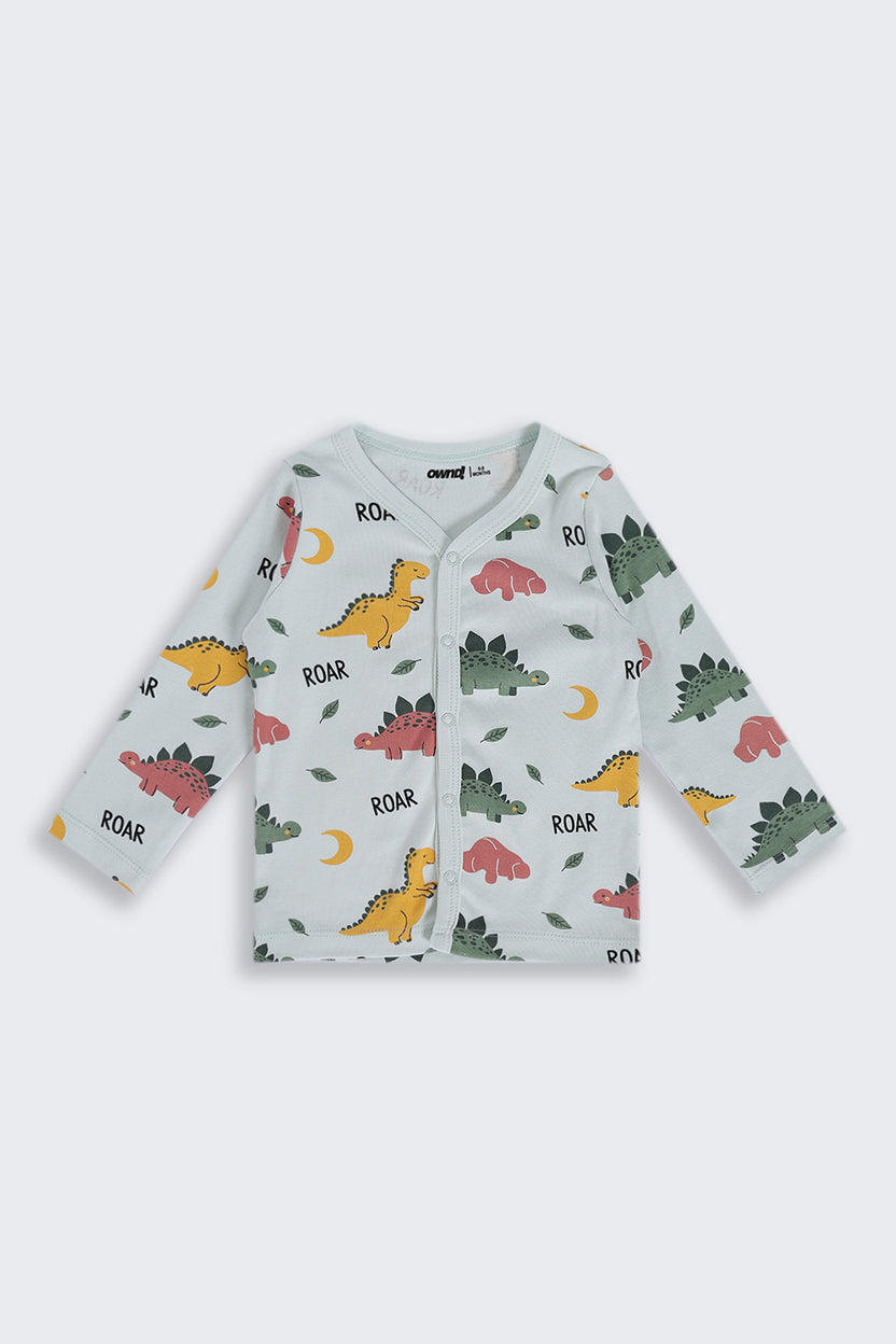 Infant Boys Regular Fit Green Dinosaur Graphic Co-ord Set - Image 3