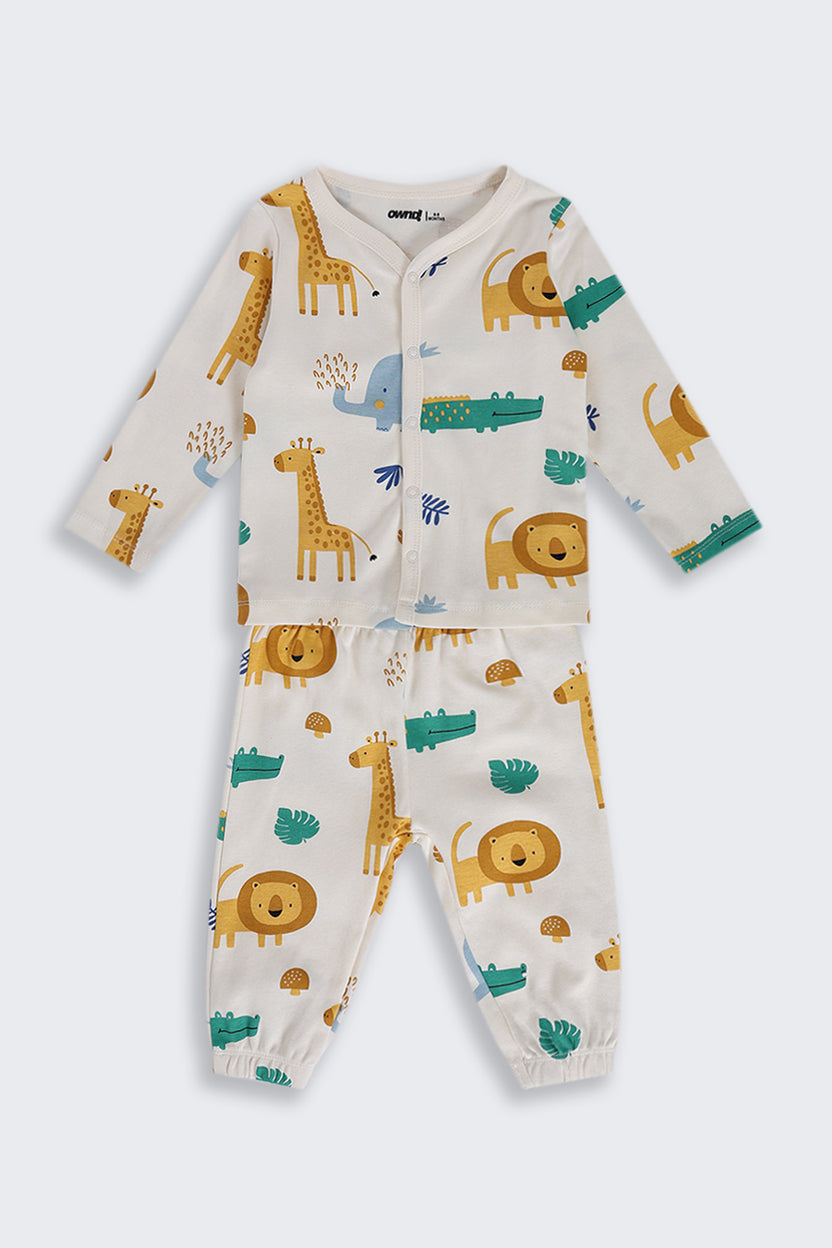 Infant Boys Regular Fit Cream Giraffe Graphic Co-ord Set - Image 2