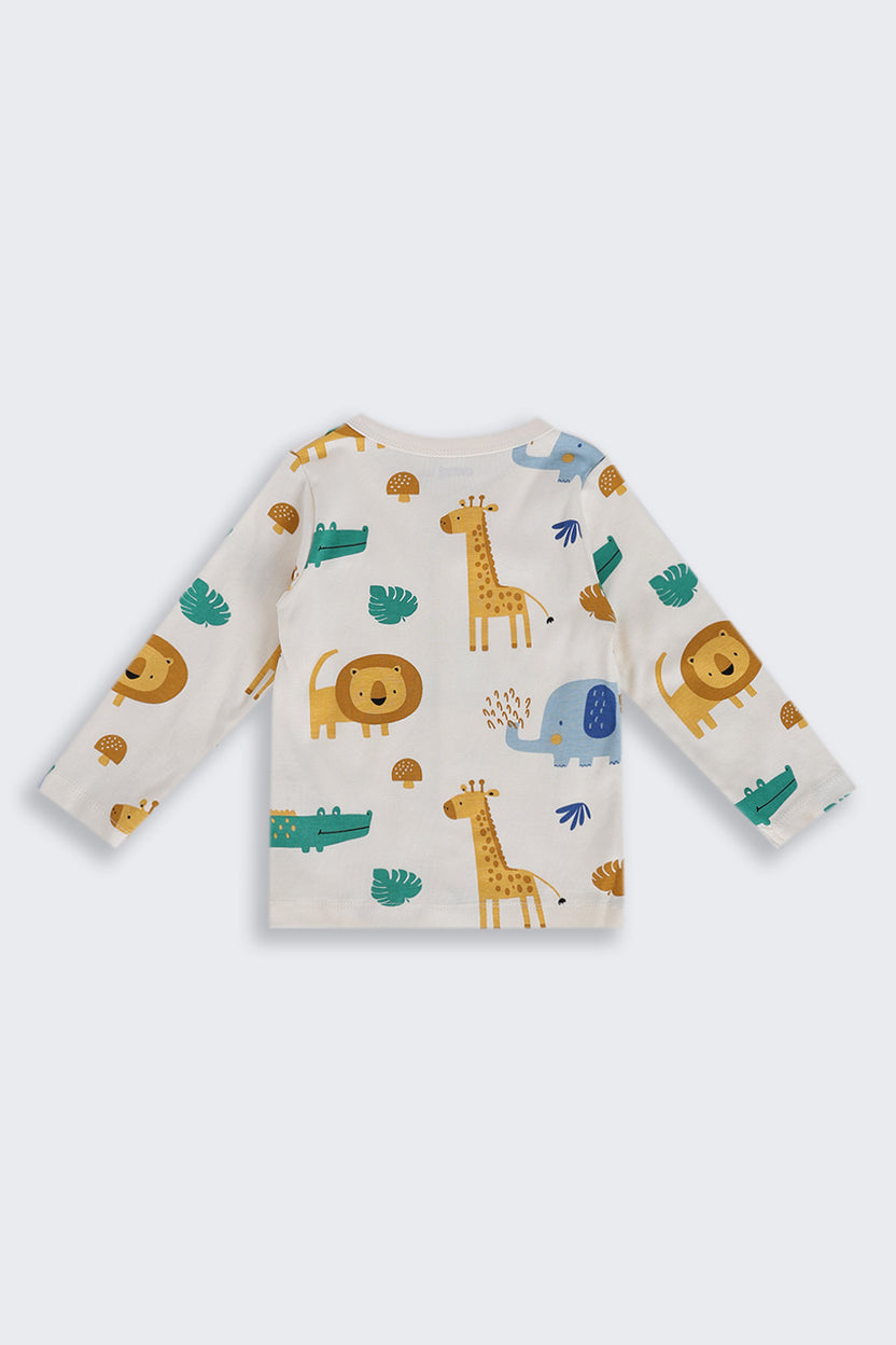 Infant Boys Regular Fit Cream Giraffe Graphic Co-ord Set - Image 4