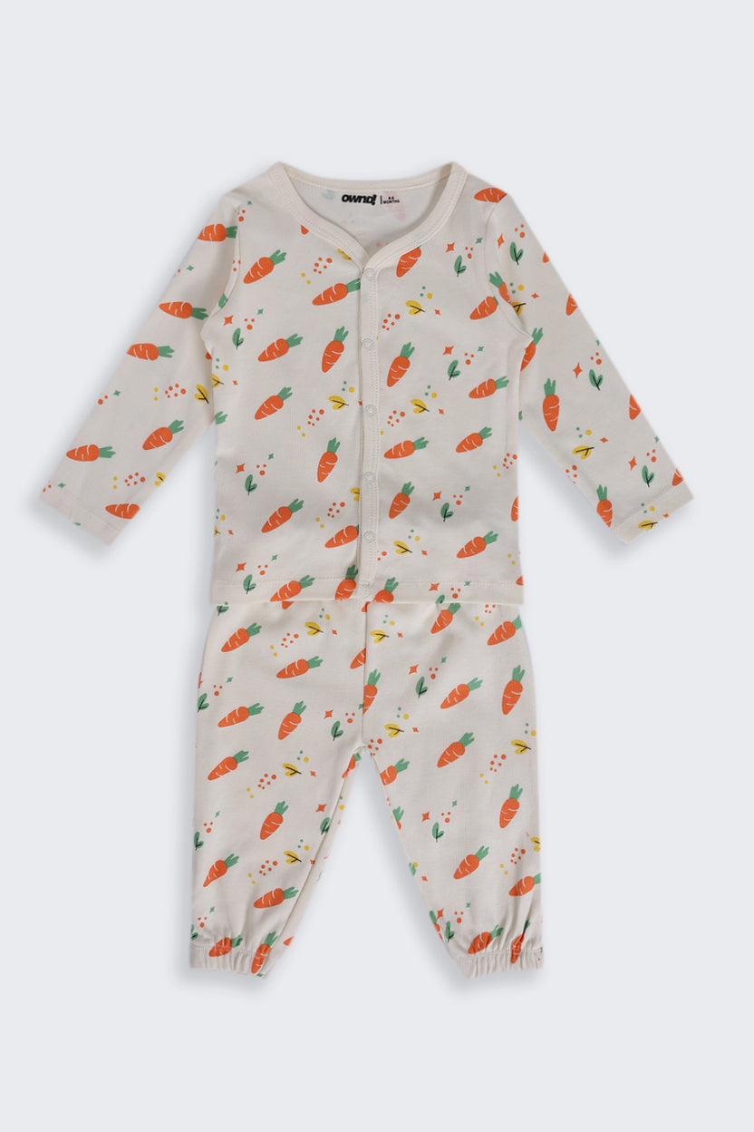 Infant Boys Regular Fit Cream Carrot Printed Co-ord Set - Image 2