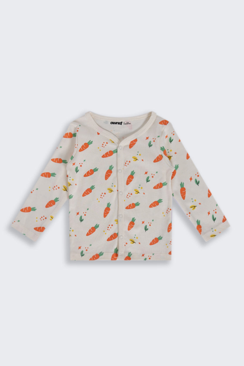 Infant Boys Regular Fit Cream Carrot Printed Co-ord Set - Image 3