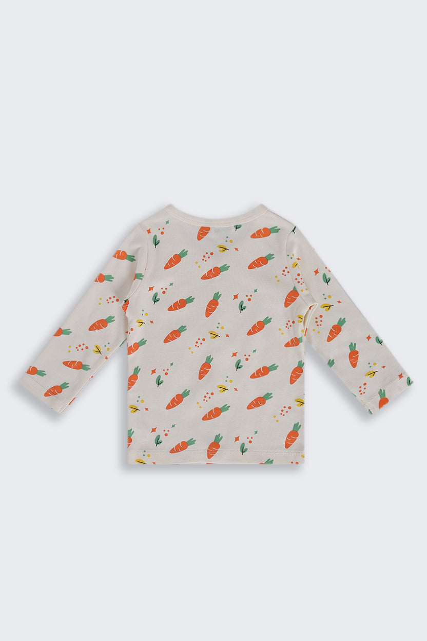 Infant Boys Regular Fit Cream Carrot Printed Co-ord Set - Image 4