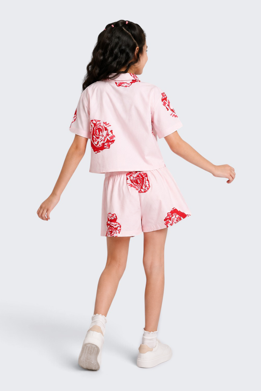 Tweens Girls Boxy Fit Pink Botanical Co-ord Set - Image 3