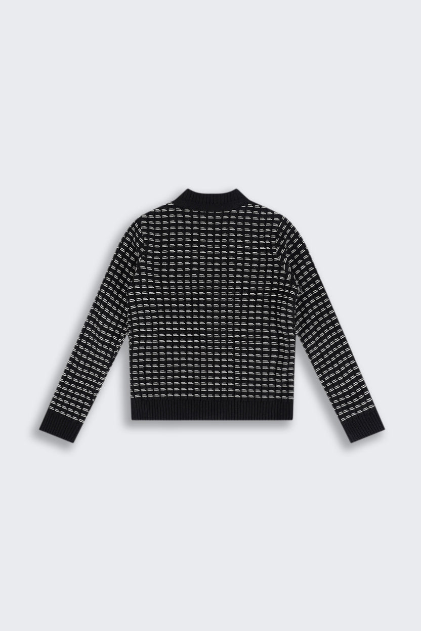 Tweens Girls Regular Fit Black Self Design Sweater - Image 4