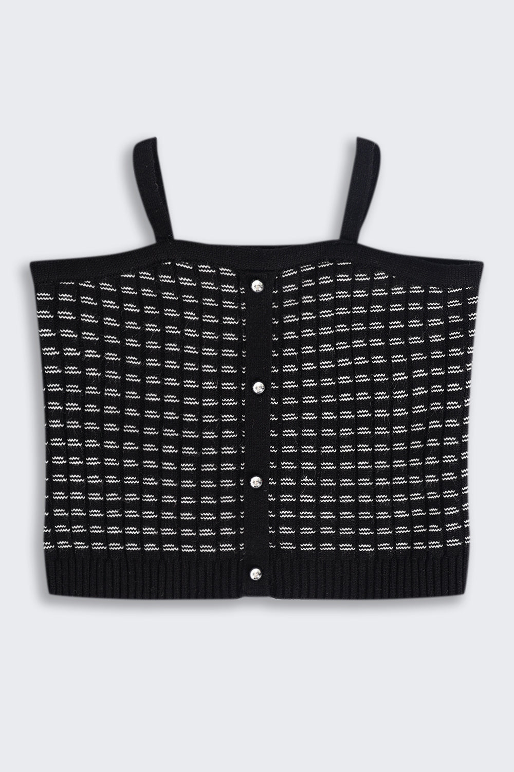 Tweens Girls Regular Fit Black Self Design Crop Top - Image 2
