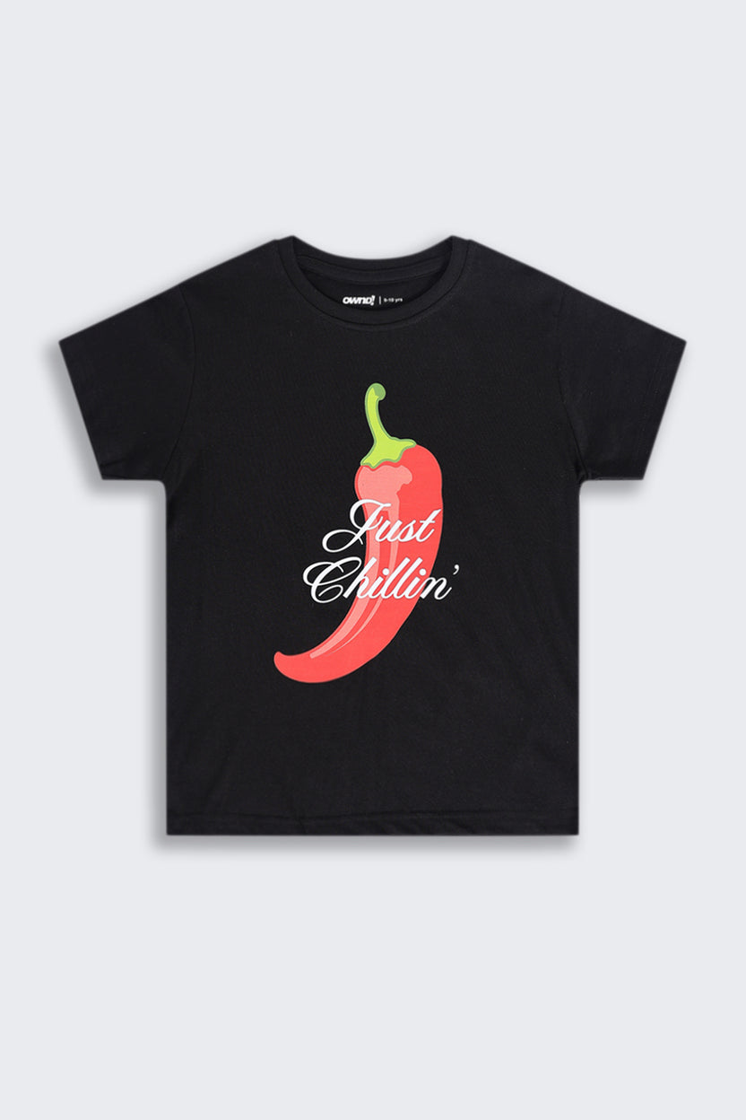 Tweens Girls Regular Fit Black Chilly Graphic T-Shirt - Image 2