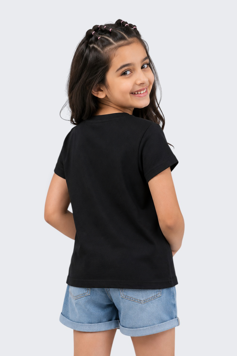 Tweens Girls Regular Fit Black Chilly Graphic T-Shirt - Image 3