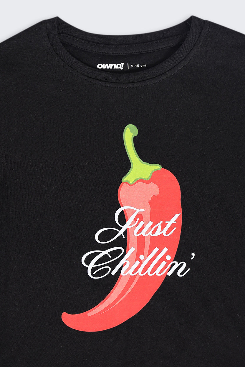 Tweens Girls Regular Fit Black Chilly Graphic T-Shirt - Image 5