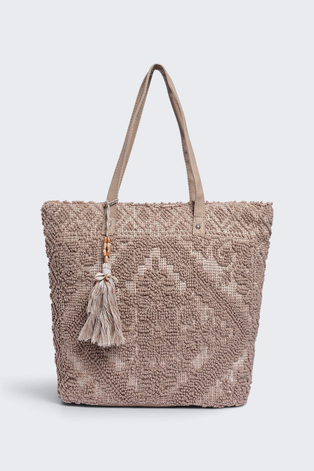 Womens  Beige Tassel Detail Tote Bag - Image 2