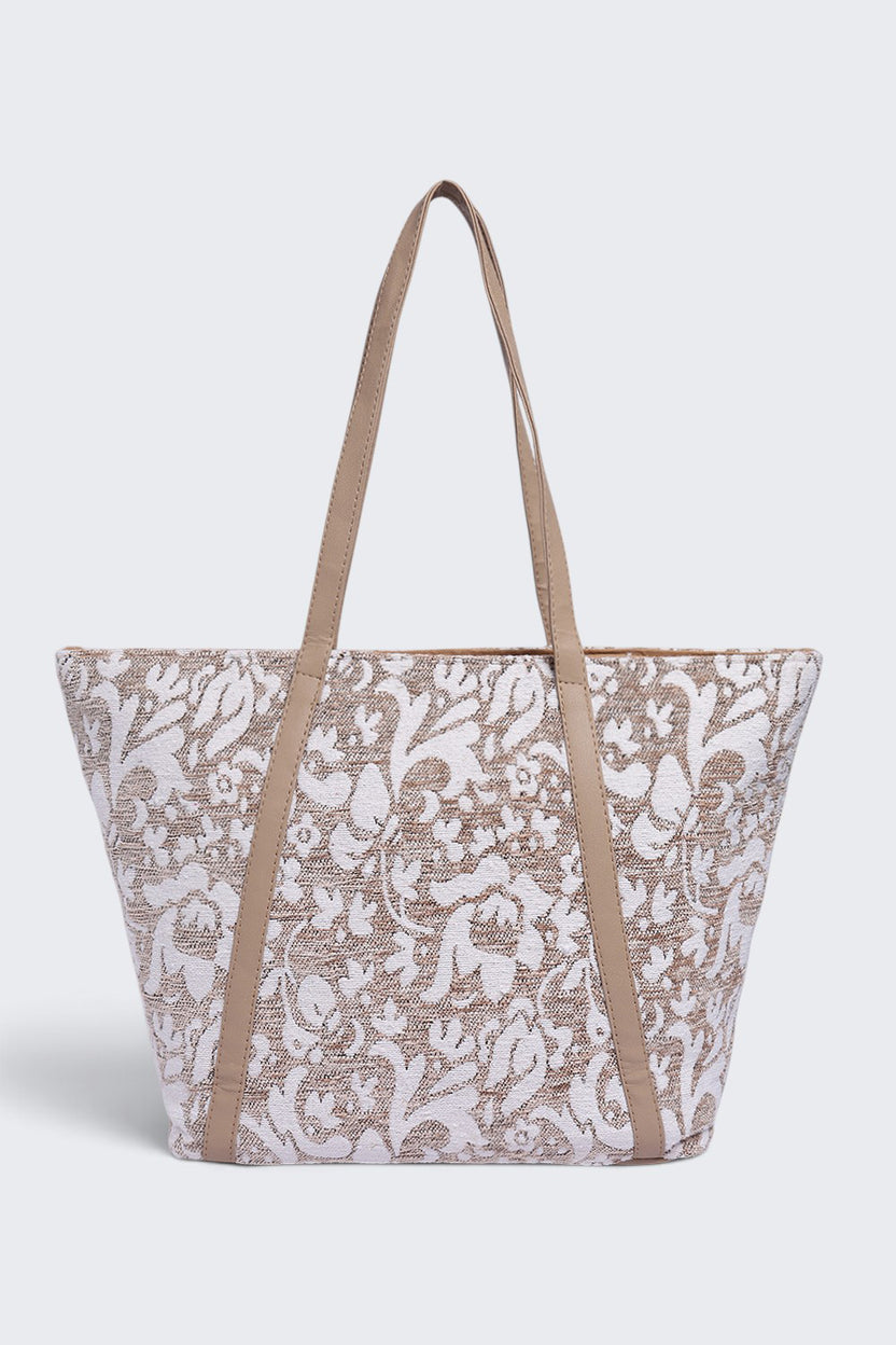 Womens  Beige Tassel Detail Tote Bag - Image 5