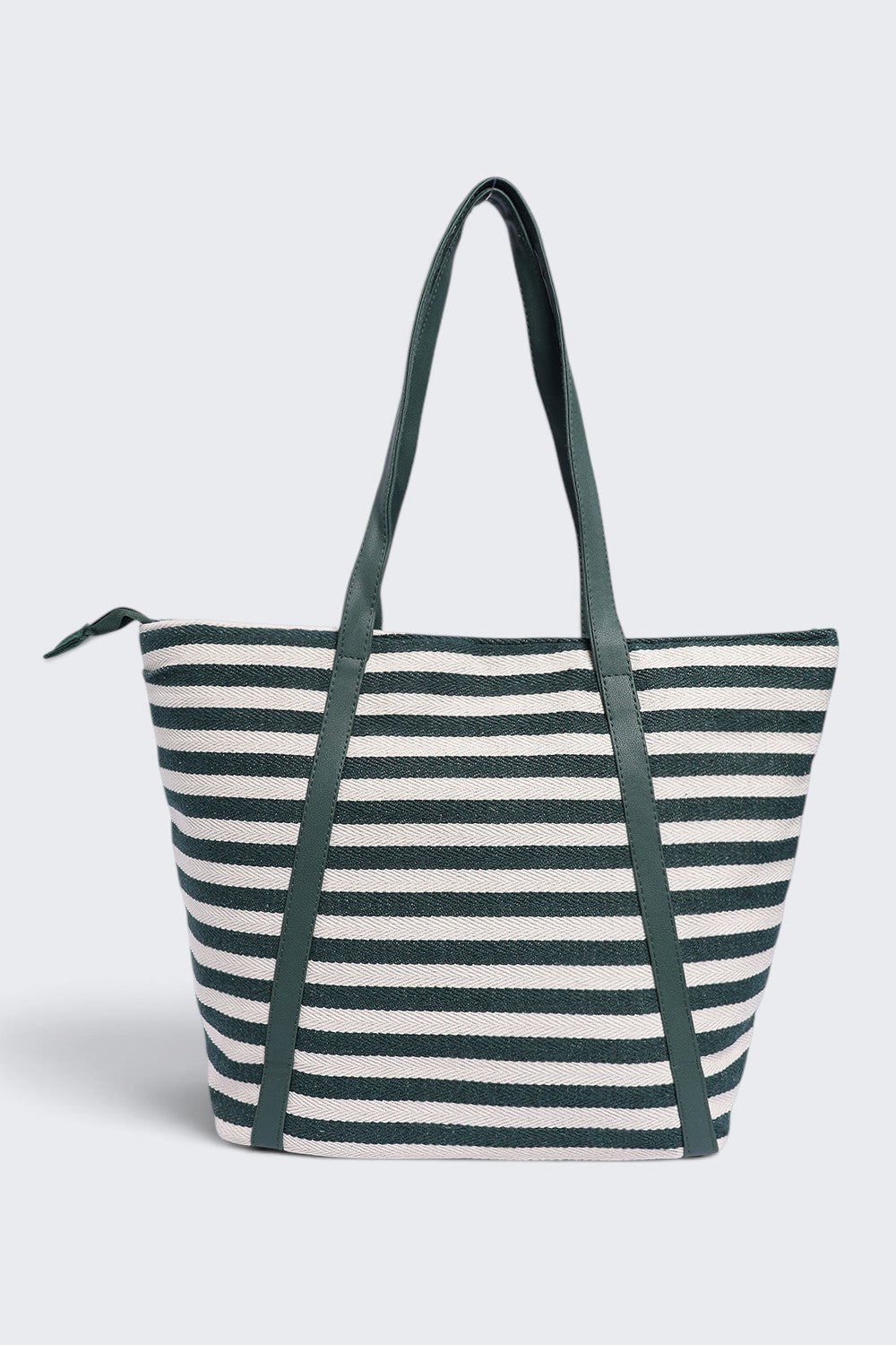 Womens  Green Striped Tote Bag - Image 5