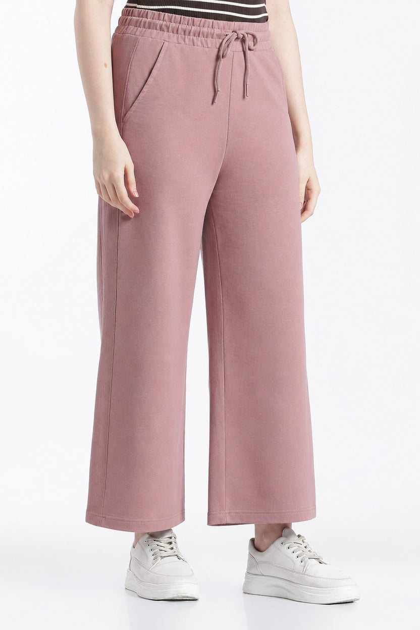 Womens Wide Leg Fit Mauve Solid Pant - Image 4