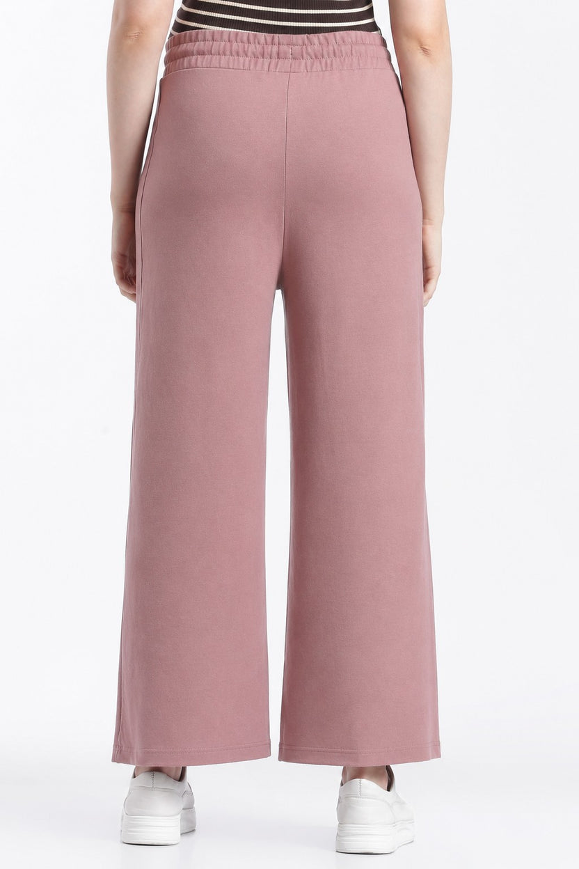 Womens Wide Leg Fit Mauve Solid Pant - Image 5