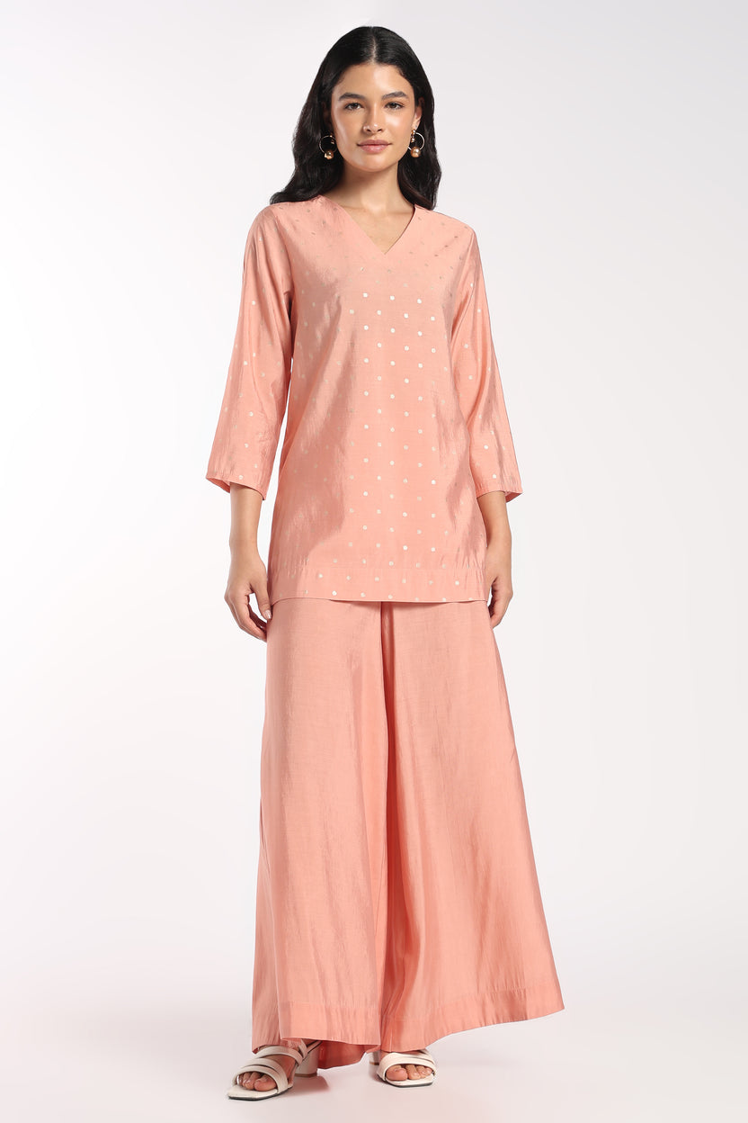 Womens Regular Fit Peach Polka Dot Co-ord Set - Image 2