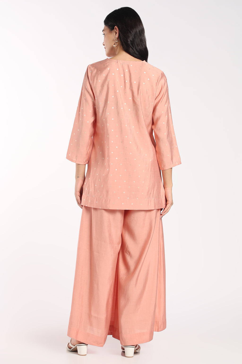 Womens Regular Fit Peach Polka Dot Co-ord Set - Image 5