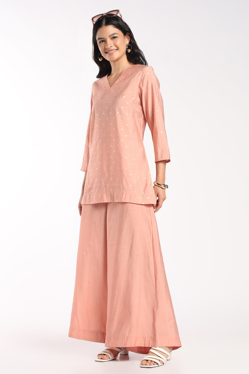 Womens Regular Fit Peach Polka Dot Co-ord Set - Image 6