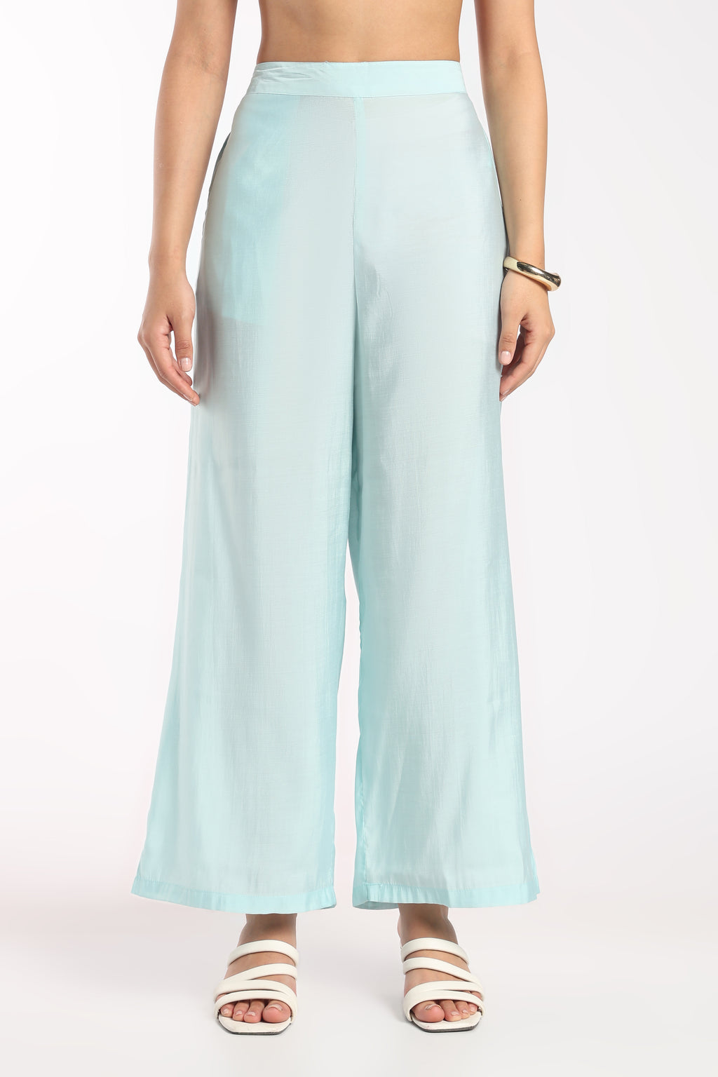 Womens Flared Aqua Embroidered Co-ord Set - Image 5