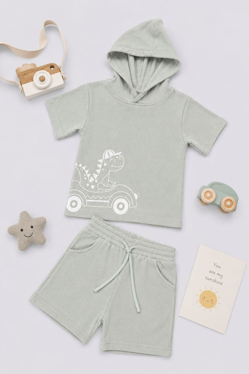 Infant Boys Green Dinosaur Embroidered Co-ord Sets - Image 1