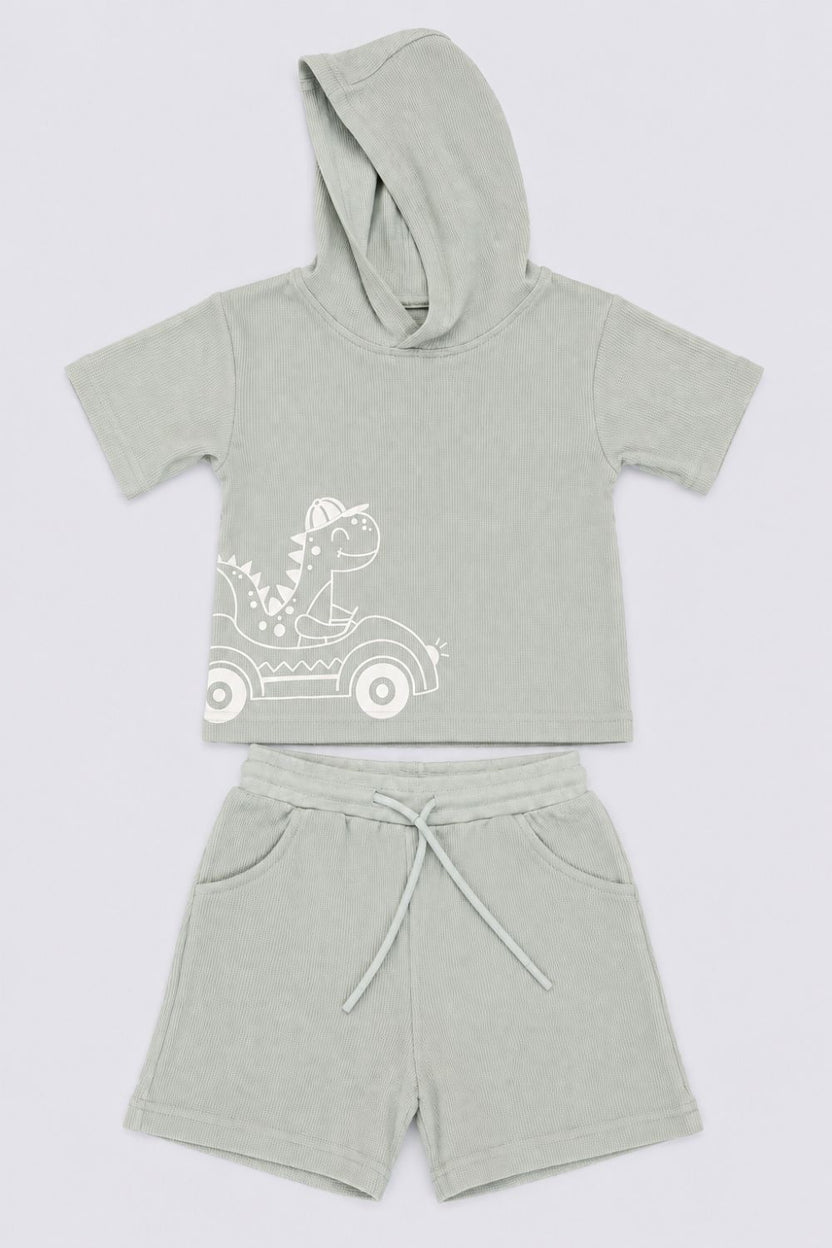 Infant Boys Green Dinosaur Embroidered Co-ord Sets - Image 2