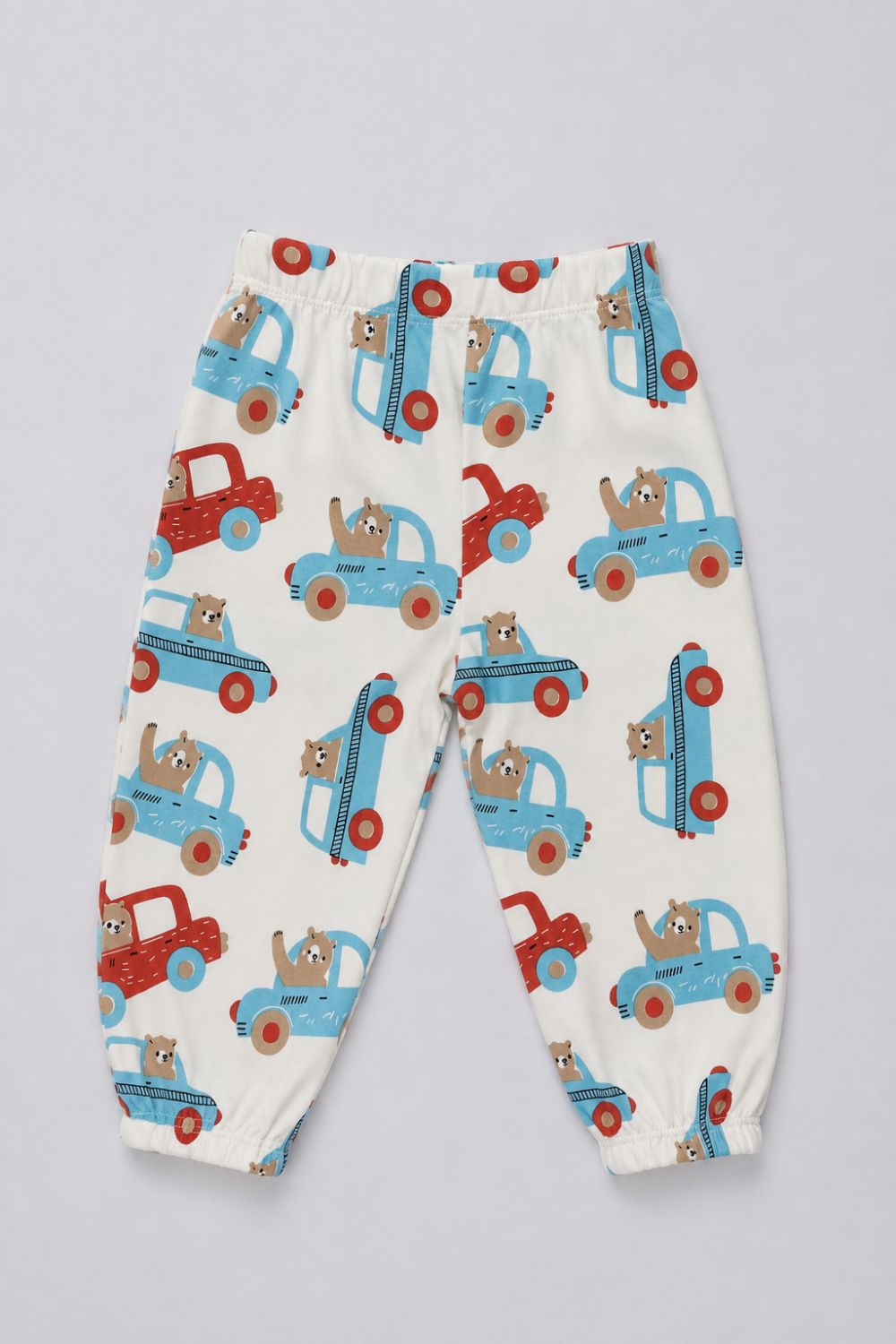 Infant Boys Blue and White Vehicle Printed Joggers - Pack of 2 - Image 2