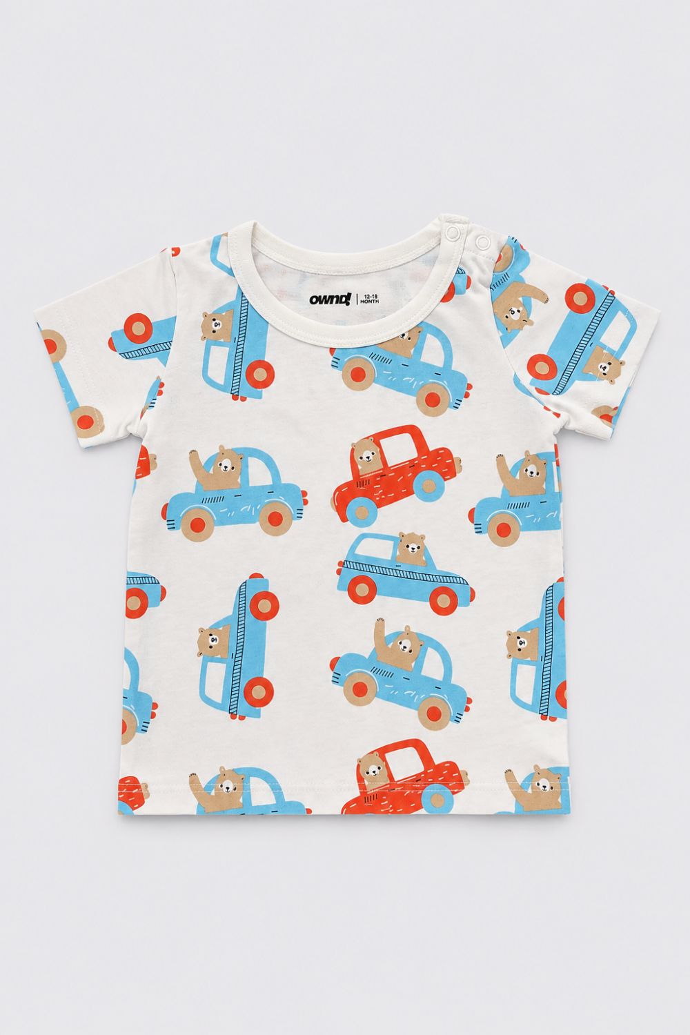 Infant Boys Blue and White Vehicle Printed T-Shirts - Pack of 2 - Image 2
